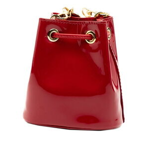 Prada Shoulder Patent Leather Logo Chain Triangle Bag Vernis Plate Red